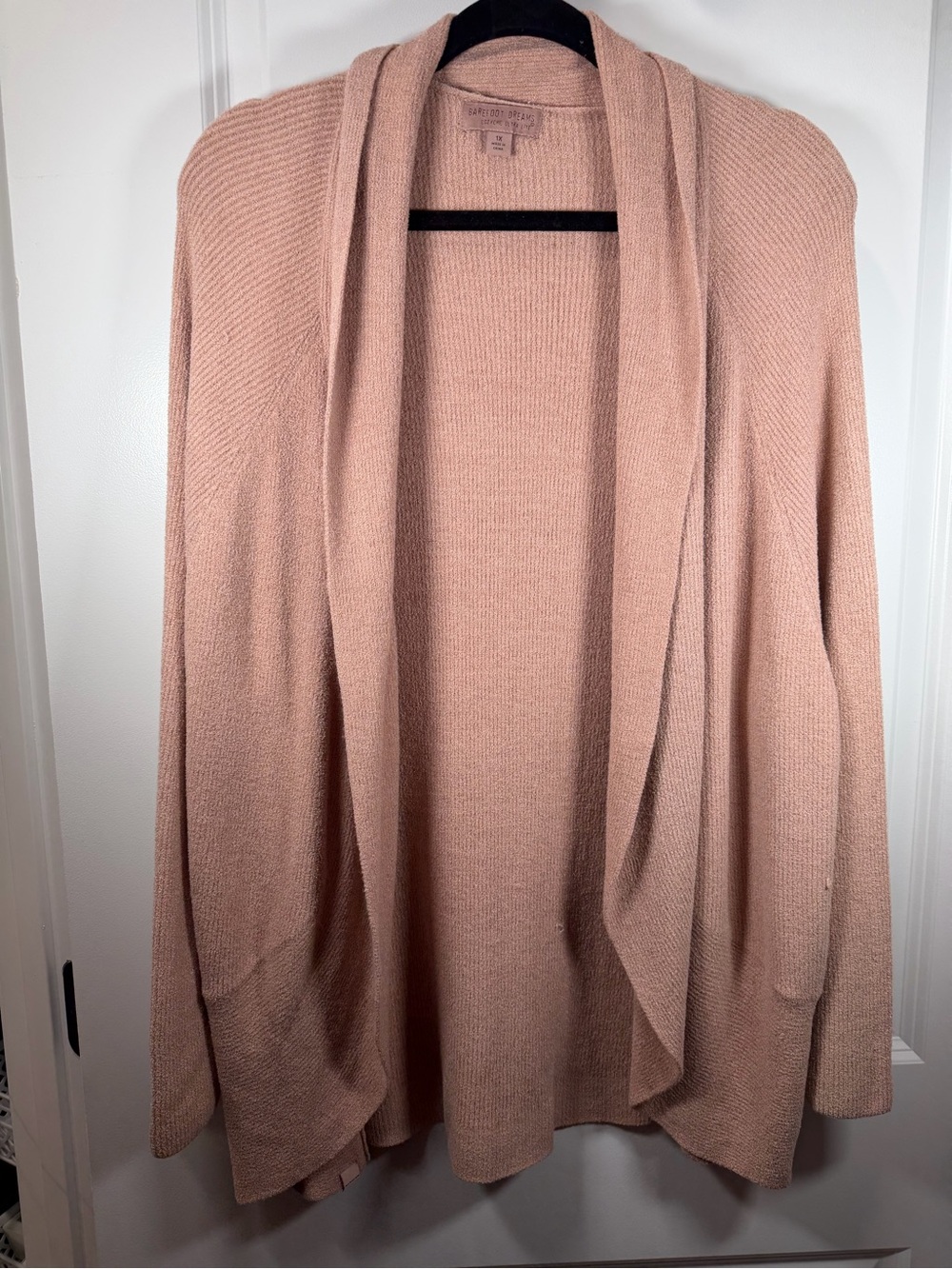 Barefoot Dreams CozyChic Ultra Lite Blush Pink Open Front Cardigan 1X